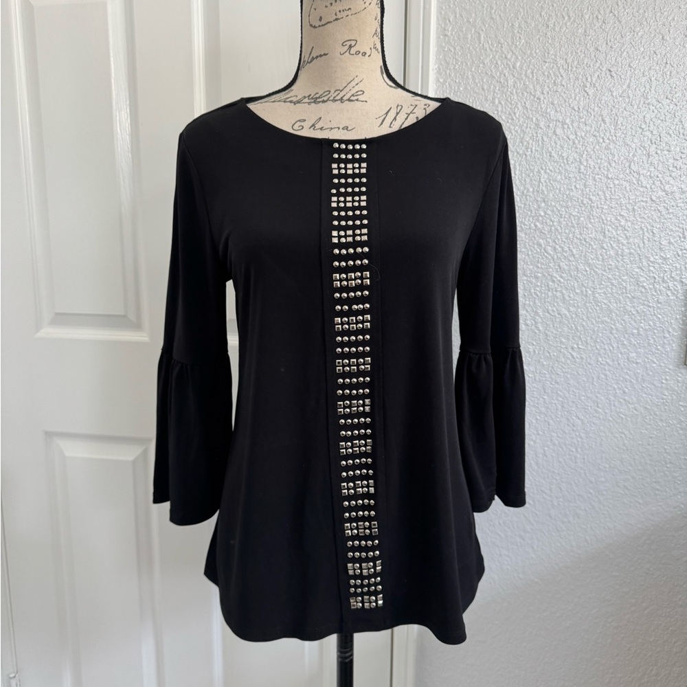 Ellen Tracy Black Studded Women's Top